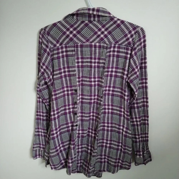 Vigoss Purple Plaid  Flannel Extra Long Shirt, M - Picture 5 of 9